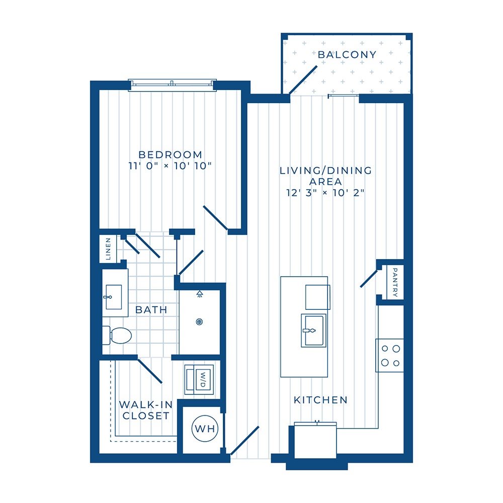 A1: 1 Bed 1 Bath floor plan
